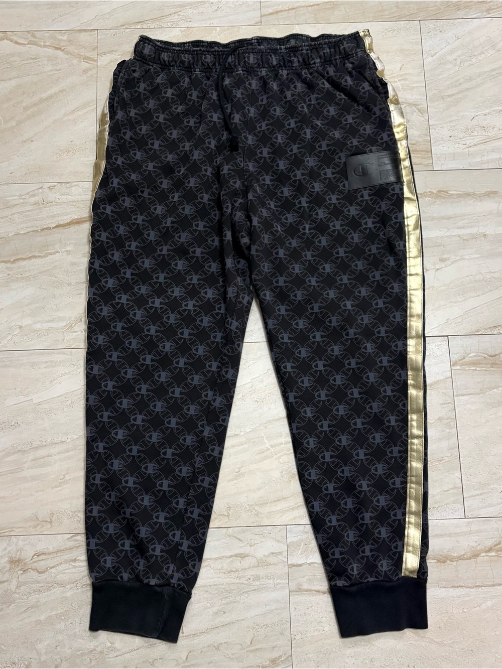Champion Mens 2X-Large Black Classic Fleece Monogram Print Sweatpants